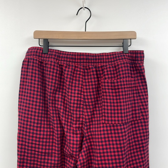 Men's J. Crew Flannel Plaid Elastic Waist Bootcut Pajama Pants Lounge Red Medium - Picture 5 of 7